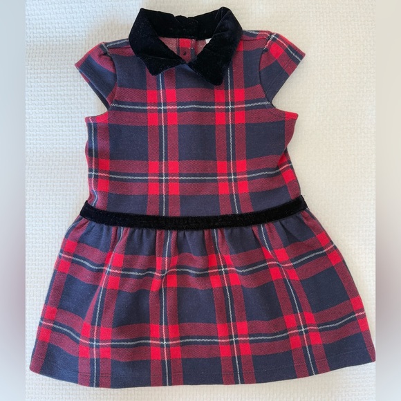 Janie and Jack Other - Janie and Jack • Plaid Dress with Velvet Collar 18-24 months